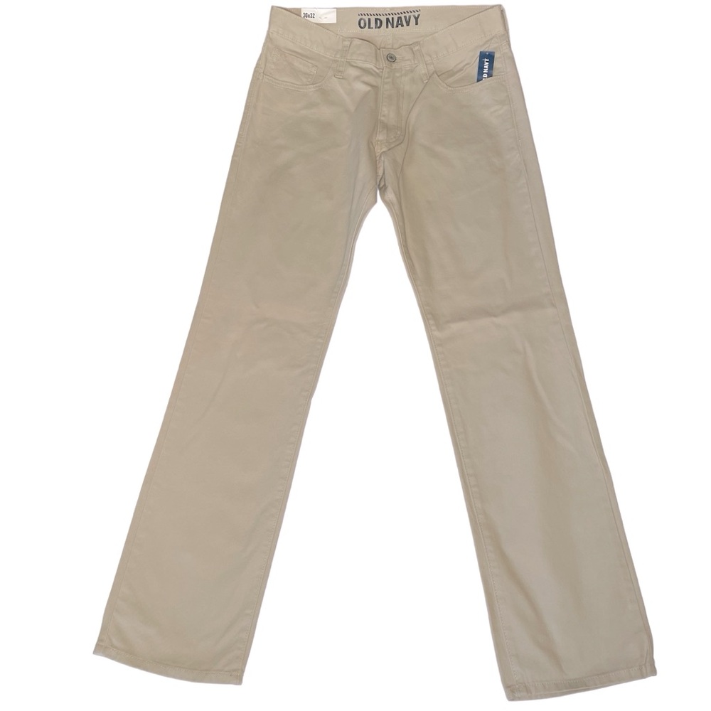 OLD NAVY Khaki Pants Straight Leg Light Tan Cotton Size 32x30